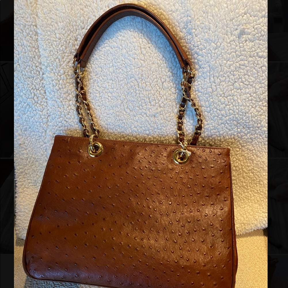 CarBotti Italian Leather Handbag Brown and Gold